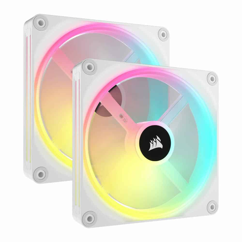 Corsair iCUE LINK QX140 RGB White Dual 140mm PWM Fan Starter Kit with iCUE LINK System Hub